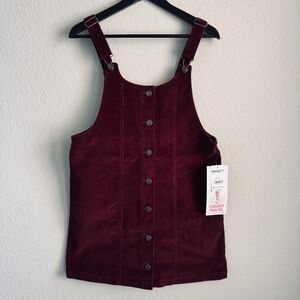 Celebrity Pink Corduroy Pinafore Dress in Deep Red. Size S. NWT